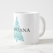 Witte Aqua Blue kerstboom Grote Koffiekop (Voorkant rechts)