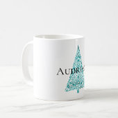 Witte Aqua Blue kerstboom Koffiemok (Voorkant links)