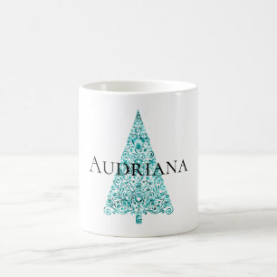 Witte Aqua Blue kerstboom Koffiemok