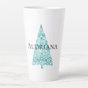 Witte Aqua Blue kerstboom Latte Mok