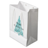 Witte Aqua Blue kerstboom Medium Cadeauzakje (Voorkant Gekanteld)
