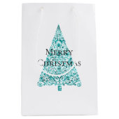 Witte Aqua Blue kerstboom Medium Cadeauzakje (Voorkant)