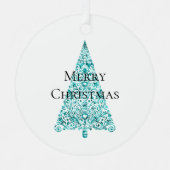 Witte Aqua Blue kerstboom Metalen Ornament (Voorkant)