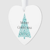 Witte Aqua Blue kerstboom Ornament (voorkant)