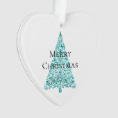 Witte Aqua Blue kerstboom Ornament (voorkant)