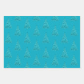 Witte Aqua Blue Sparkle kerstboom Inpakpapier Vel (Voorkant 3)