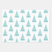 Witte Aqua Blue Sparkle kerstboom Inpakpapier Vel (Voorkant)