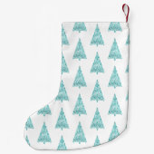 Witte Aqua Blue Sparkle kerstboom Kleine Kerstsok (Achterkant)