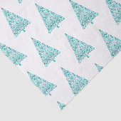 Witte Aqua Blue Sparkle kerstboom Tissuepapier (Detail)