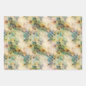 Witte Aqua gouden pauwenveren Inpakpapier Vel (Voorkant 2)