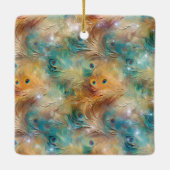 Witte Aqua gouden pauwenveren Keramisch Ornament (Achterkant)