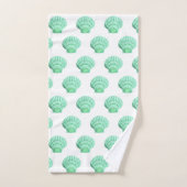 WITTE AQUA GROEN SEASHELL BATHROOM TOWEL SET BAD HANDDOEK (Handdoek)