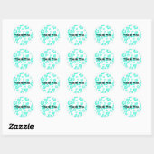 Witte & Aqua Hibiscus Bloem Bloem Sticker (Vel)