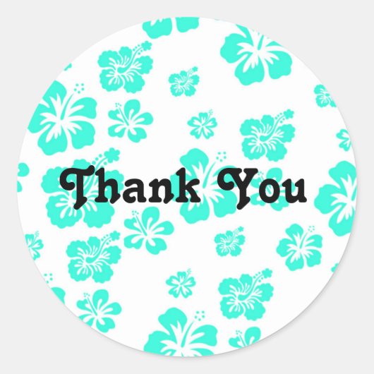 Witte & Aqua Hibiscus Bloem Bloem Sticker (Voorkant)