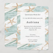 Witte Aqua Starfish Beach Verjaardag Kaart (Voorkant / Achterkant)