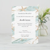 Witte Aqua Starfish Beach Verjaardag Kaart (Staand voorkant)