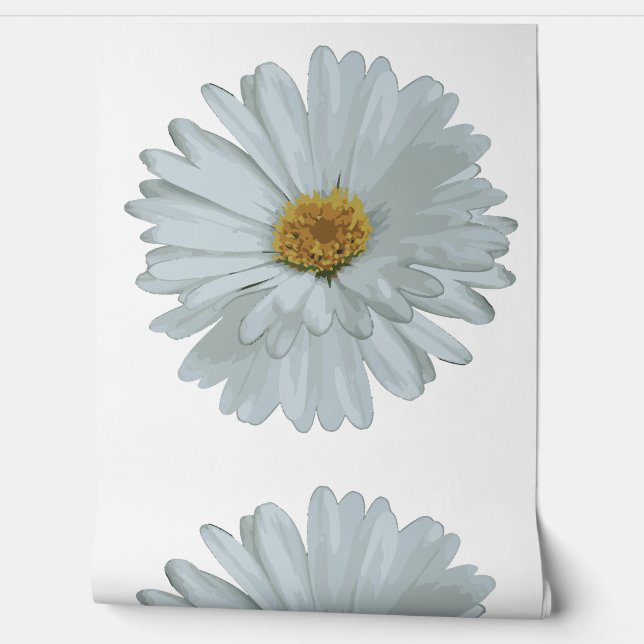 Witte Aquarel Bloem Behang (Afrollen)