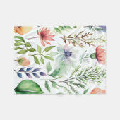 Witte Aquarel Bloem Botanische Tuin Fleece Deken (Voorkant (Horizontaal))