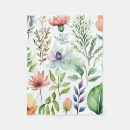 Witte Aquarel Bloem Botanische Tuin Fleece Deken