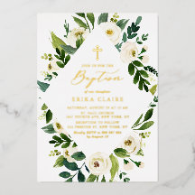 Witte Aquarel Bloemen Bladeren Kader Doop
