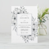 Witte Aquarel Bloemige Romantische Bruiloft Kaart (Staand voorkant)