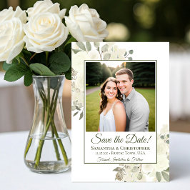 Witte Aquarel Boho Chic Bloemige Trouwfoto Save The Date