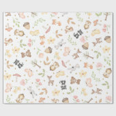 Witte Aquarel Bosdieren Cadeaupapier (Vlak)