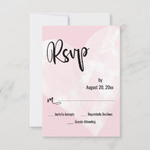 Witte Aquarel Hart Bleek Roze Trouw RSVP Kaartje