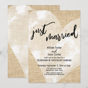 Witte Aquarel Hart Net Getrouwd Jute Feestje Kaart
