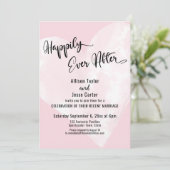 Witte Aquarel Hart Roze Happily Ever After Kaart (Staand voorkant)