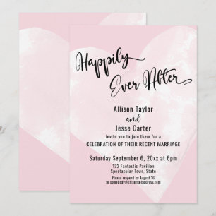 Witte Aquarel Hart Roze Happily Ever After Kaart