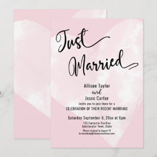 Witte Aquarel Hart Roze Net Getrouwd Schrift Kaart