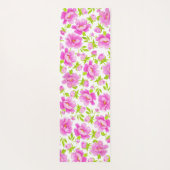 Witte Aquarel Pioenrozen Bloemige Gepersonaliseerd Yogamat (Achterkant)