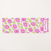 Witte Aquarel Pioenrozen Bloemige Gepersonaliseerd Yogamat (Voorkant (horizontaal))