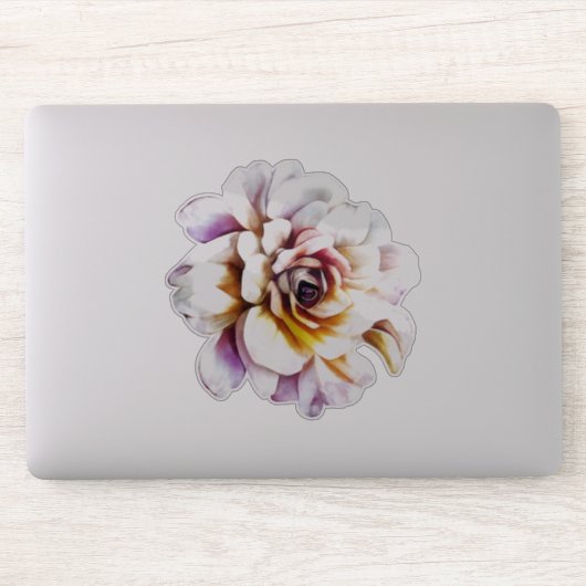 Witte Aquarel Roos Bloem Sticker (Computer)