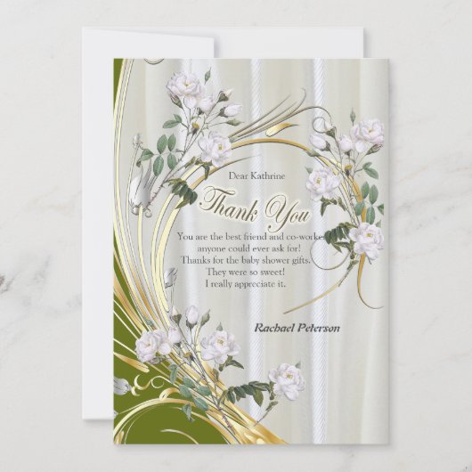 Witte aquarel Rozen geschilderd op Champagne Silk (Voorkant)