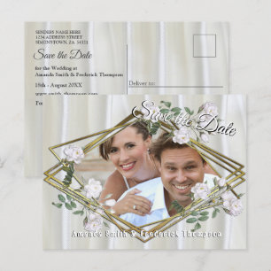 Witte aquarel Rozen geschilderd op Champagne Silk Aankondigingskaart