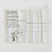 Witte aquarel Rozen geschilderd op Champagne Silk Aankondigingskaart (Achterkant)