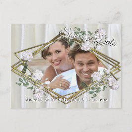 Witte aquarel Rozen geschilderd op Champagne Silk Aankondigingskaart