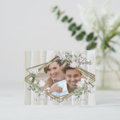 Witte aquarel Rozen geschilderd op Champagne Silk Aankondigingskaart (Staand voorkant)