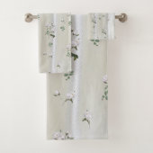 Witte aquarel Rozen geschilderd op Champagne Silk Bad Handdoek (Insitu)