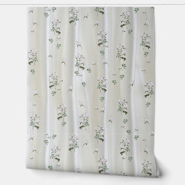 Witte aquarel Rozen geschilderd op Champagne Silk Behang