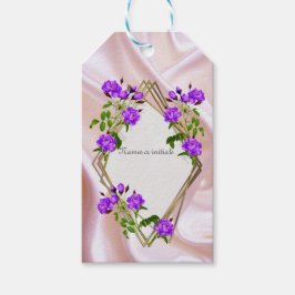 Witte aquarel Rozen geschilderd op Champagne Silk Cadeaulabel