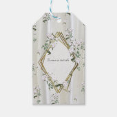 Witte aquarel Rozen geschilderd op Champagne Silk Cadeaulabel (Voorkant)