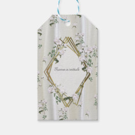 Witte aquarel Rozen geschilderd op Champagne Silk Cadeaulabel