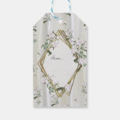 Witte aquarel Rozen geschilderd op Champagne Silk Cadeaulabel (Achterkant)