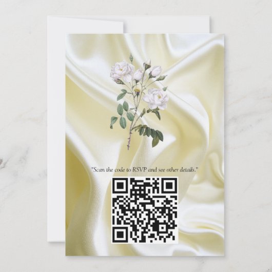 Witte aquarel Rozen geschilderd op Champagne Silk Kaart (Achterkant)