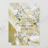 Witte aquarel Rozen geschilderd op Champagne Silk Kaart (Voorkant / Achterkant)