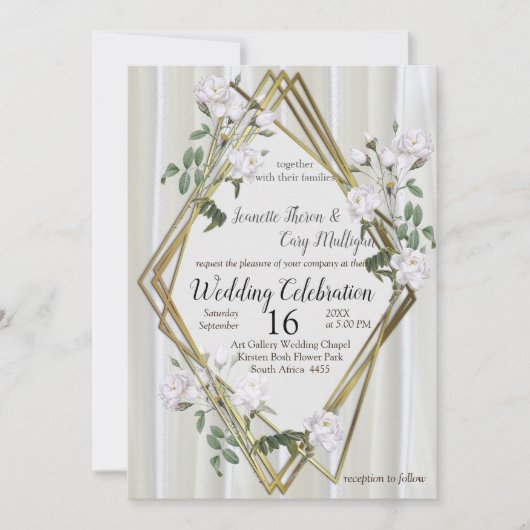 Witte aquarel Rozen geschilderd op Champagne Silk Kaart (Voorkant)