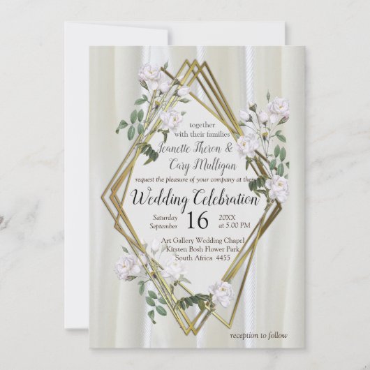 Witte aquarel Rozen geschilderd op Champagne Silk Kaart (Voorkant)